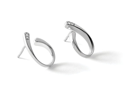 White Ice Sterling Silver Rhodium-plated Diamond Post Earrings, 17 x 11mm