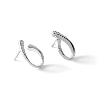 White Ice Sterling Silver Rhodium-plated Diamond Post Earrings, 17 x 11mm