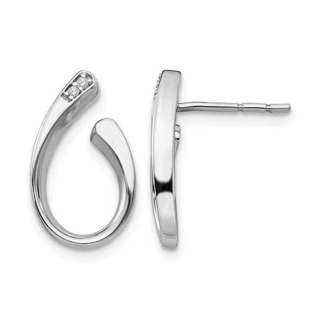 White Ice Sterling Silver Rhodium-plated Diamond Post Earrings, 17 x 11mm