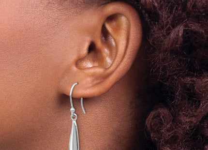 White Ice Sterling Silver Rhodium-plated Diamond Shepherd Hook Dangle Earrings (Style QW254)