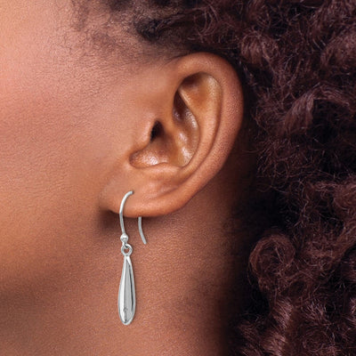 White Ice Sterling Silver Rhodium-plated Diamond Shepherd Hook Dangle Earrings, 40 x 11mm