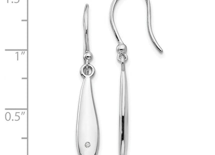 White Ice Sterling Silver Rhodium-plated Diamond Shepherd Hook Dangle Earrings (Style QW254)