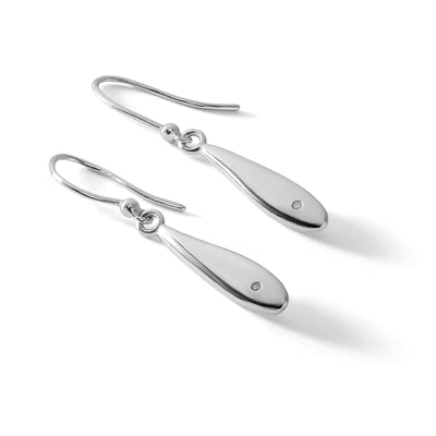 White Ice Sterling Silver Rhodium-plated Diamond Shepherd Hook Dangle Earrings, 40 x 11mm