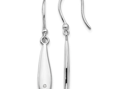White Ice Sterling Silver Rhodium-plated Diamond Shepherd Hook Dangle Earrings (Style QW254)