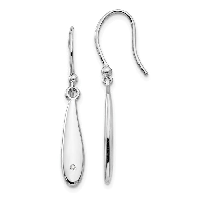 White Ice Sterling Silver Rhodium-plated Diamond Shepherd Hook Dangle Earrings, 40 x 11mm