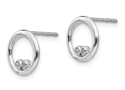 Sterling silver diamond circle earrings, alternate view
