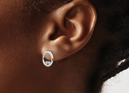 Sterling silver diamond circle earrings, another view