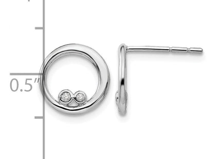Sterling silver diamond circle earrings, further view