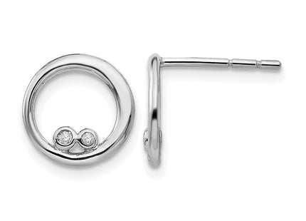 Sterling silver diamond circle earrings