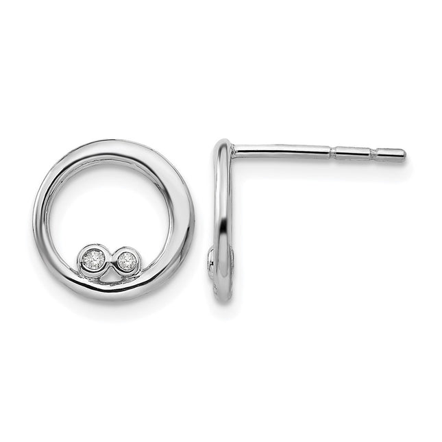 Sterling silver diamond circle earrings