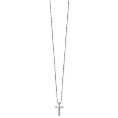 White Ice Sterling Silver Rhodium-plated Diamond Cross Necklace with Extender, 20 x 14mm