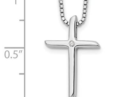 Sterling silver diamond cross necklace, another view