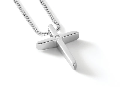 White Ice Sterling Silver Rhodium-plated Diamond Cross Necklace with Extender, 20 x 14mm