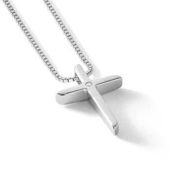 White Ice Sterling Silver Rhodium-plated Diamond Cross Necklace with Extender, 20 x 14mm