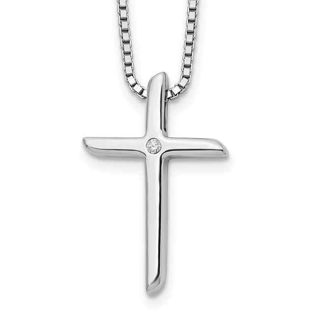 Sterling silver diamond cross necklace