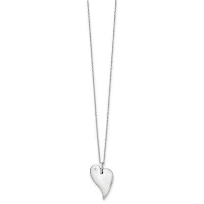 White Ice Sterling Silver Rhodium-plated Diamond Heart Necklace with Extender, 20 x 20mm