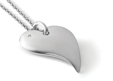 White Ice Sterling Silver Rhodium-plated Diamond Heart Necklace with Extender, 20 x 20mm