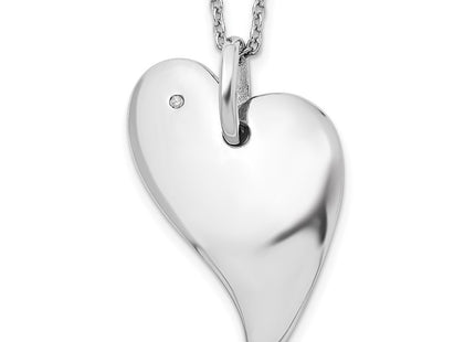 Sterling silver diamond heart necklace