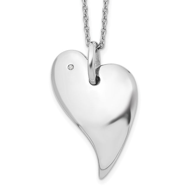 Sterling silver diamond heart necklace