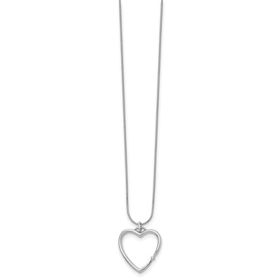 White Ice Sterling Silver Rhodium-plated Diamond Open Heart Necklace with Extender, 20 x 26mm