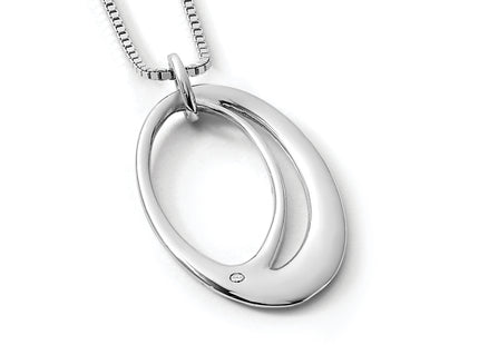 White Ice Sterling Silver Rhodium-plated Open Oval Diamond Necklace with Extender