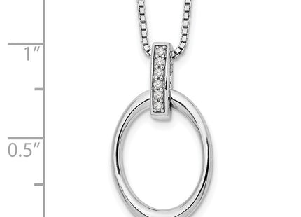 Sterling silver diamond oval necklace, another view