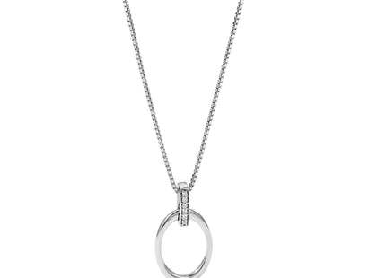 White Ice Sterling Silver Rhodium-plated Diamond Open Oval Necklace with Extender, 20 x 15mm