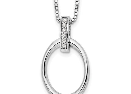 Sterling silver diamond oval necklace