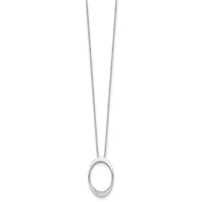 White Ice Sterling Silver Rhodium-plated Diamond Open Oval Necklace with Extender, 20 x 19mm
