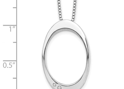 Sterling silver diamond oval necklace, another view