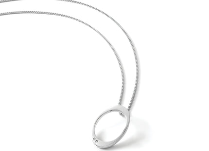 White Ice Sterling Silver Rhodium-plated Diamond Open Oval Necklace with Extender, 20 x 19mm