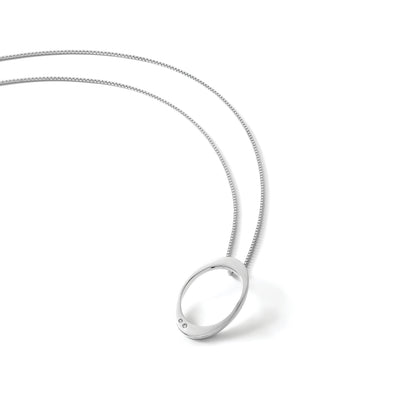 White Ice Sterling Silver Rhodium-plated Diamond Open Oval Necklace with Extender, 20 x 19mm
