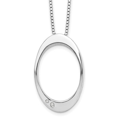 White Ice Sterling Silver Rhodium-plated Diamond Open Oval Necklace with Extender, 20 x 19mm