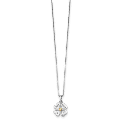 White Ice Sterling Silver Rhodium-plated Gold-tone Diamond Four Hearts Necklace with Extender