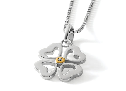 White Ice Sterling Silver Rhodium-plated Gold-tone Diamond Four Hearts Necklace with Extender