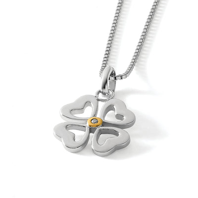 White Ice Sterling Silver Rhodium-plated Gold-tone Diamond Four Hearts Necklace with Extender