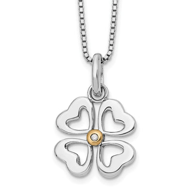 White Ice Sterling Silver Rhodium-plated Gold-tone Diamond Four Hearts Necklace with Extender
