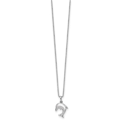 White Ice Sterling Silver Rhodium-plated Diamond Dolphin Necklace with Extender