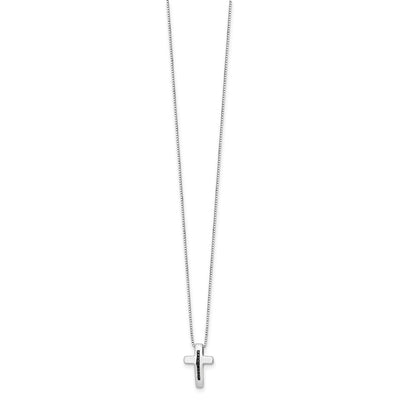 White Ice Sterling Silver Rhodium-plated Black Diamond Cross Necklace with Extender