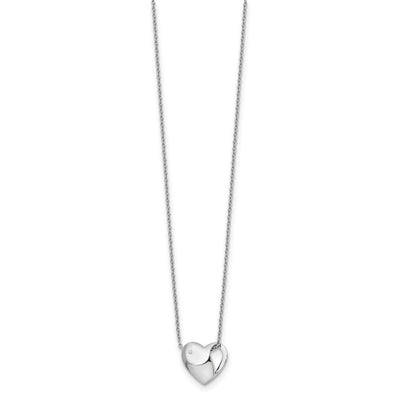White Ice Sterling Silver Rhodium-plated Diamond Heart Necklace with Extender, 20 x 15mm