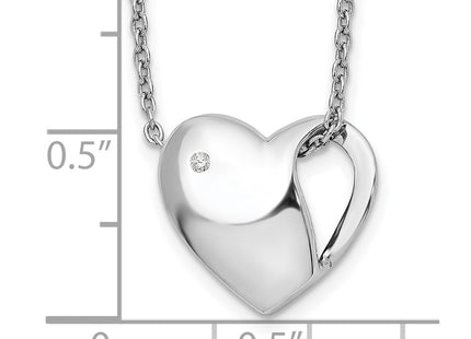 Sterling silver diamond heart necklace, another view