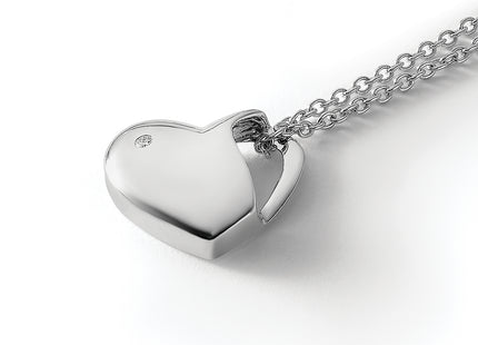 White Ice Sterling Silver Rhodium-plated Diamond Heart Necklace with Extender, 20 x 15mm