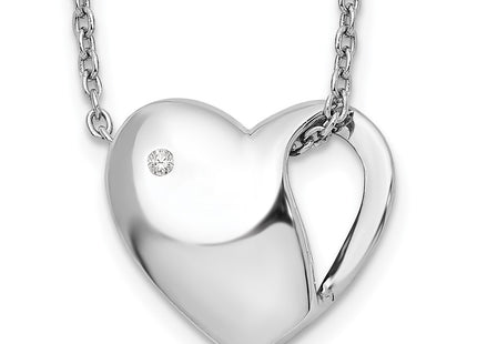 Sterling silver diamond heart necklace