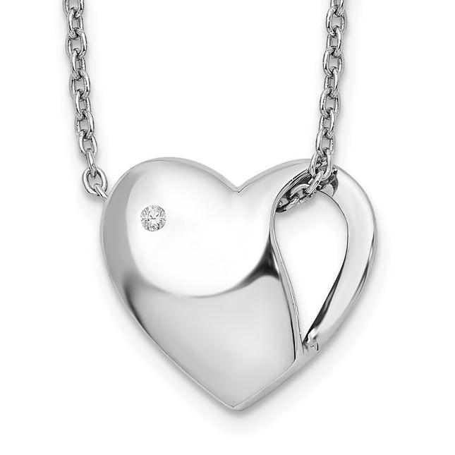 Sterling silver diamond heart necklace
