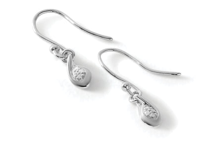 White Ice Sterling Silver Rhodium-plated Diamond Shepherd Hook Dangle Earrings, 25 x 6mm