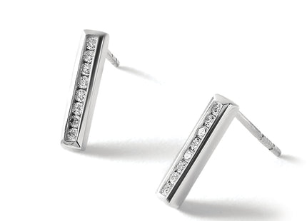 White Ice Sterling Silver Rhodium-plated Chanel-set Diamond Post Drop Earrings