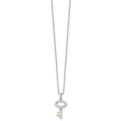 White Ice Sterling Silver Rhodium-plated Gold-tone Diamond Key Necklace with Extender