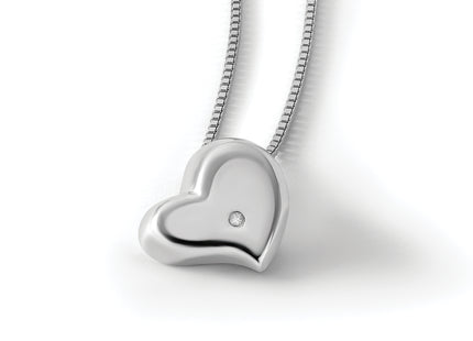 White Ice Sterling Silver Rhodium-plated Satin and Polished Diamond Heart Necklace with Extender