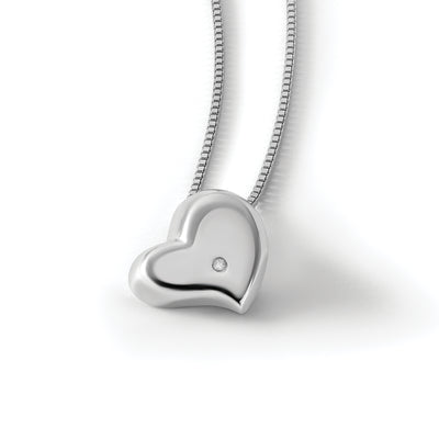 White Ice Sterling Silver Rhodium-plated Satin and Polished Diamond Heart Necklace with Extender