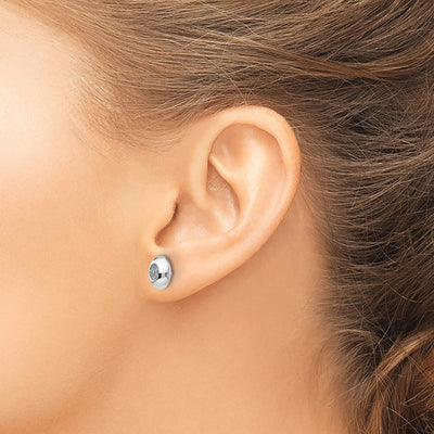 White Ice Sterling Silver Rhodium-plated Diamond Post Earrings, 9 x 7mm